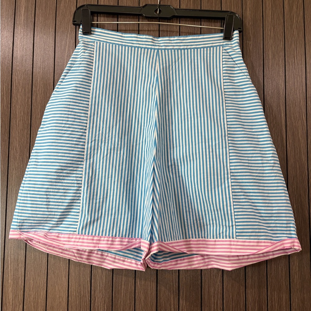 Anouki Striped Cotton Shorts W/ Sequin Pocket | Size 6